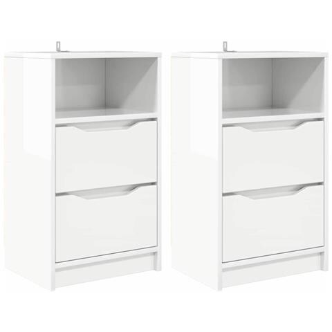 Comodini 2 pcs Bianco Lucido 40 x 30 x 467 cm Legno multistrato - Foto 1