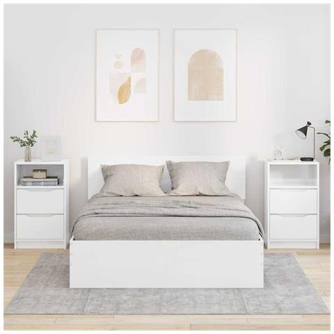 Comodini 2 pcs Bianco Lucido 40 x 30 x 467 cm Legno multistrato - Foto 2