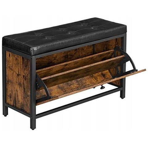 Scarpiera rustica marrone con seduta morbida in stile loft e moderno - Foto 1
