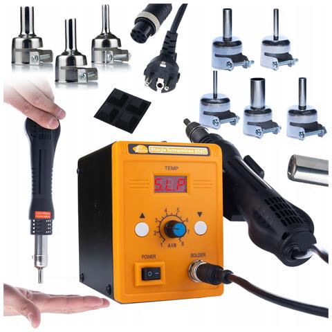 Stazione Saldante Hot-air 858d - Potenza 700w, Regolazione Temperatura 100-500°c | Set 8 Ugelli | Per Riparazioni Elettroniche - Foto 1