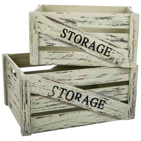 Set Cassetti In Legno 2 Pezzi 36x28x15h Cm - Foto 1