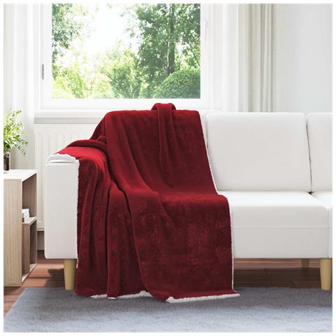 Coperta Rosso Bordeaux 130 x 150 cm Panno - Foto 2