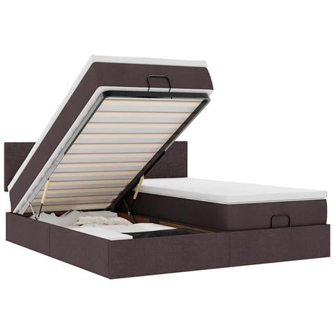 Struttura Letto Pouf con Materassi 160x200 cm in Tessuto - Foto 1