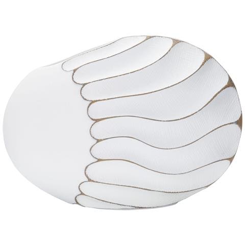 Vaso Lines Bianco In Resina Scultoreo 34x24,5 Cm - Foto 1