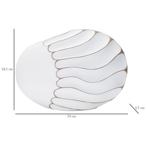 Vaso Lines Bianco In Resina Scultoreo 34x24,5 Cm - Foto 7