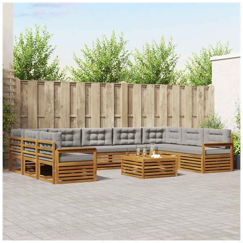 Set divani con cuscino 10 pcs Grigio Naturale e Chiaro - Foto 2