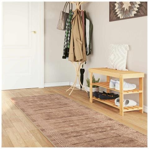 Runner Tappeto MARSA Bianco 100 x 400 cm Poliestere e PVC - Foto 2