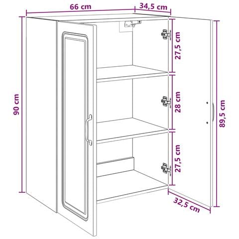 Mobiletto a muro Bianco Lucido 66 x 34,5 x 90 cm - Foto 7