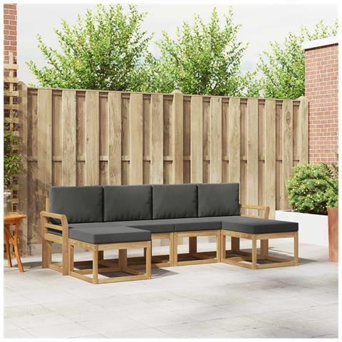 Set di divani da esterno 6 pcs Bianco e Antracite Poliestere - Foto 2