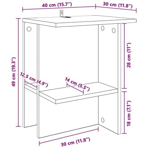 Tavolino da salotto Bianco 40 x 30 x 49 cm Legno ingegnerizzato - Foto 8