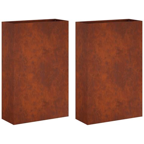 Vaso da giardino 2 pz Ruggine 40 x 20 x 75 cm Acciaio Corten - Foto 1