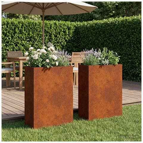 Vaso da giardino 2 pz Ruggine 40 x 20 x 75 cm Acciaio Corten - Foto 2