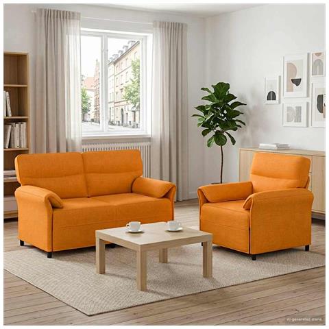 Set di divani 2 pz Giallo Scuro Tessuto - Foto 2