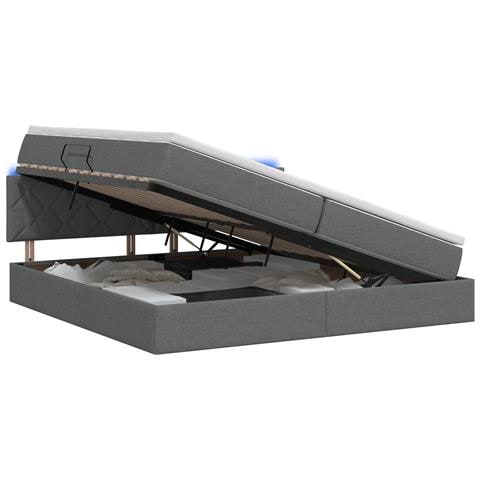 Letto con contenitore LED e materasso Grigio Scuro 200 x 200 cm - Foto 1