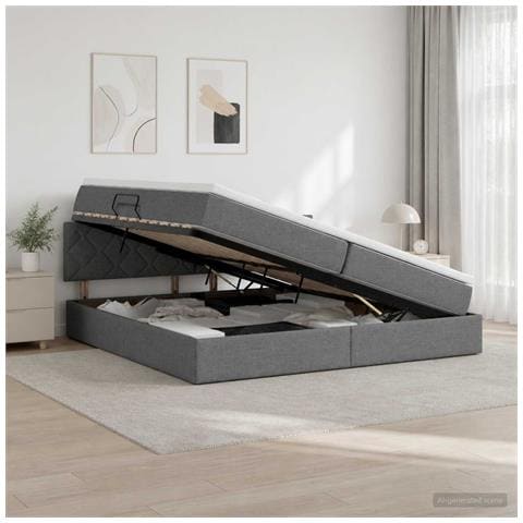 Letto con contenitore LED e materasso Grigio Scuro 200 x 200 cm - Foto 2