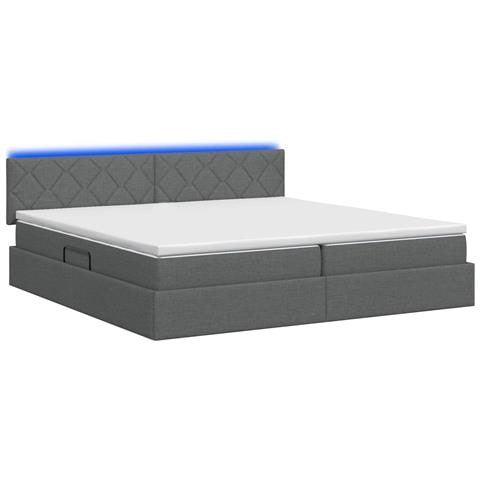 Letto con contenitore LED e materasso Grigio Scuro 200 x 200 cm - Foto 9