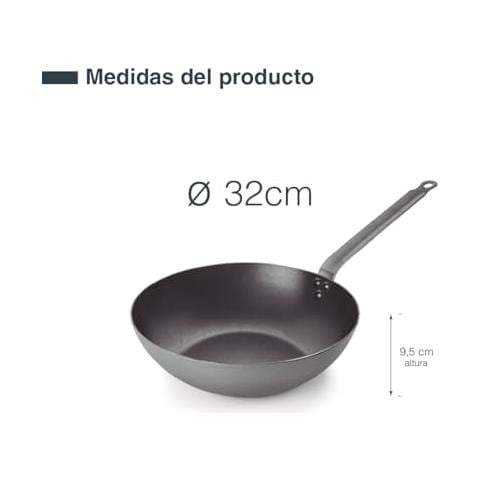 63233 - Wok in ferro, wok in ferro 100% naturale con rivestimento antiaderente a tre strati - Foto 2