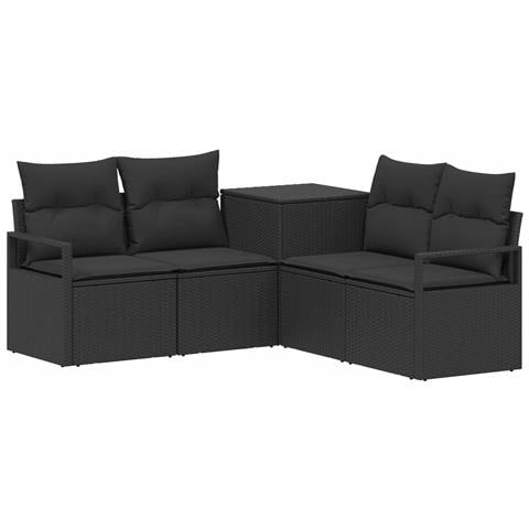 Set di divani 5 pz Nero Rattan sintetico e Acciaio - Foto 1