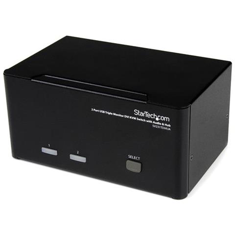 Switch KVM DVI USB per monitor triplo a 2 porte con audio e hub USB 2.0 - Foto 1