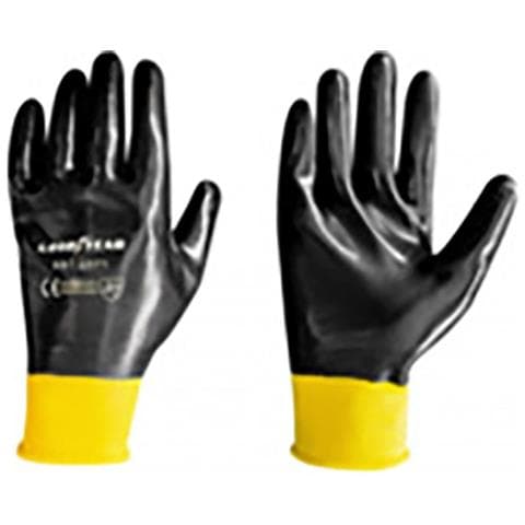 Guanti In Nitrile Mod.g571 Taglia 9 Nero Fascia Gialla Lavoro - Foto 4