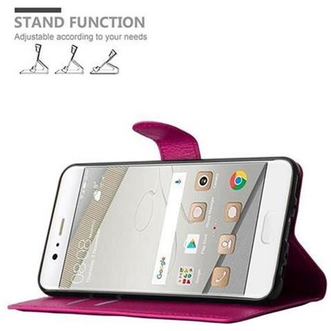 Custodia Compatibile Con Huawei P10 In Rosa Vivo - Coperchio Protettiva Con Chiusura Magnetica, Funzione Stand E Tasca Per Le Carte - Foto 4