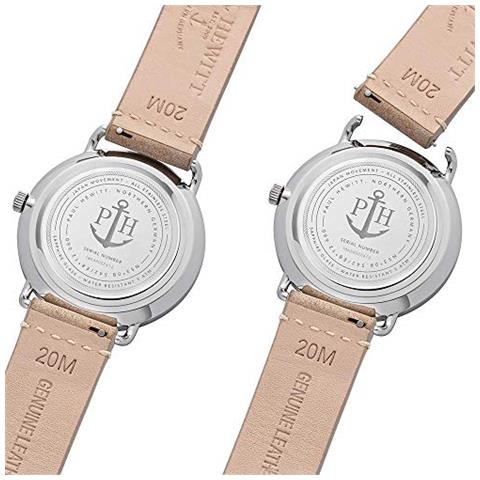 Orologio Uomo Acciaio Frangiflutti White Line - Orologio Da Polso Uomo (argentato), Orologio Elegante Uomo Con Quadrante Bianco E Cinturino In Pelle Di Colore Sabbia - Foto 3