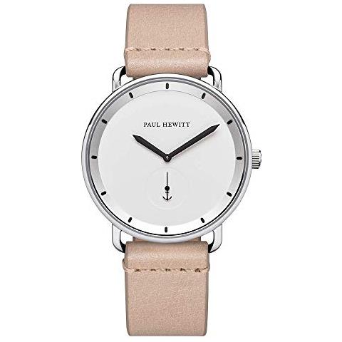 Orologio Uomo Acciaio Frangiflutti White Line - Orologio Da Polso Uomo (argentato), Orologio Elegante Uomo Con Quadrante Bianco E Cinturino In Pelle Di Colore Sabbia - Foto 1