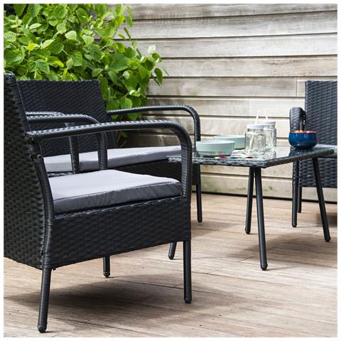 Set Di Mobili Da Giardino Lipari In Resina Intrecciata Nera - Cuscini Grigi - Foto 12