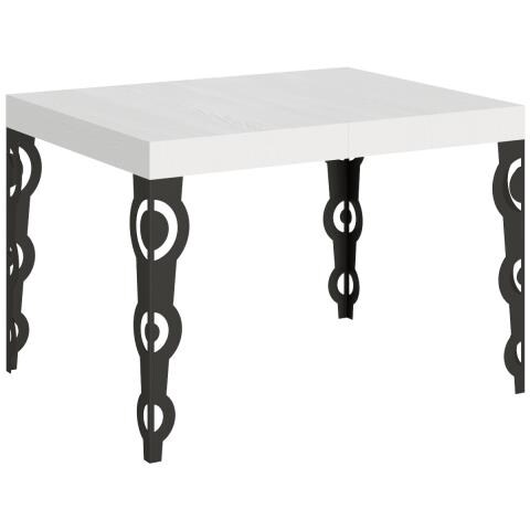 Tavolo Allungabile 80x120/204 Cm Karamay Telaio Antracite - Bianco Frassino - Foto 1