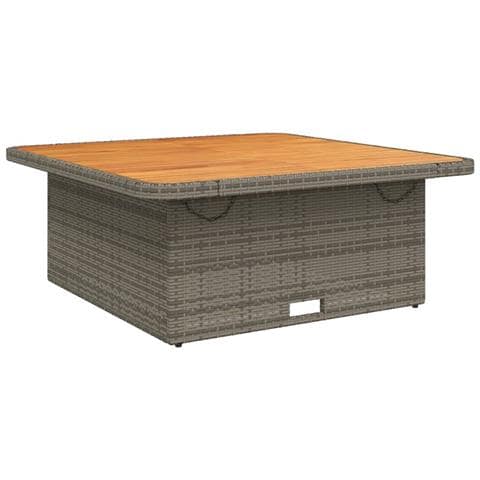 Tavolo Giardino Grigio 110x110x71cm Polyrattan Legno Di Acacia - Foto 2