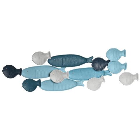 Decorazione Da Parete Azzurro Metallo Bianco Mediterraneo Pesci (105 X 5 X 31 Cm) - Foto 1