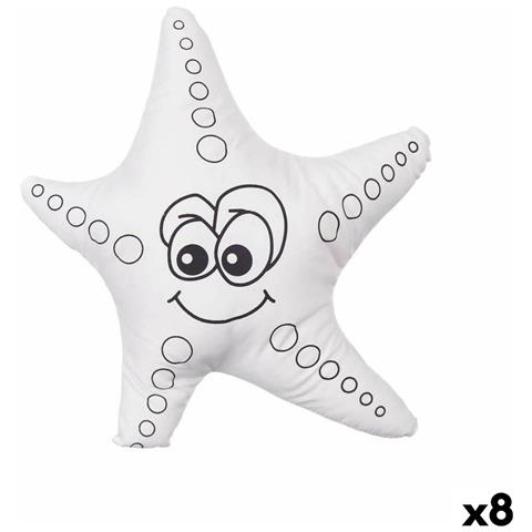 Peluche Da Colorare Bianco Nero Stoffa 26 X 26 X 8 Cm Stella Marina (8 Unità) - Foto 1