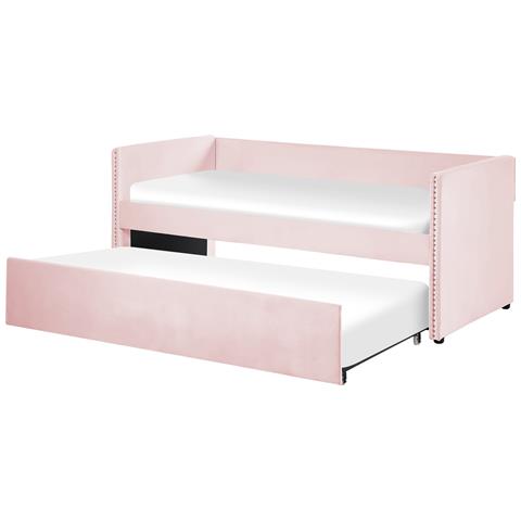 Letto Estraibile Velluto Troyes 90 X 200 Cm Rosa Pastello - Foto 6