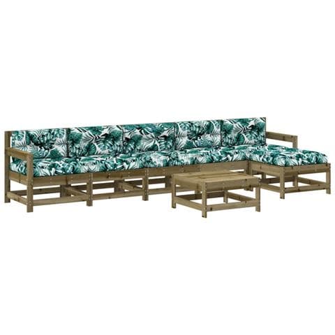 Set Divani Da Giardino 7pz Con Cuscini Legno Impregnato Di Pino - Foto 1