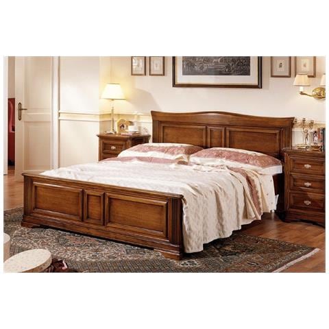Letto Matrimoniale Sagomato In Legno Massello Tinta Noce L. 176 P. 210 H. 125 - Foto 1
