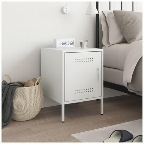 Comodino Bianco 36x39x50,5 Cm In Acciaio - Foto 2