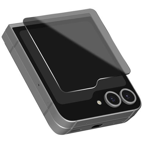 Vetro Temperato 9h Schermo Esterno Per Samsung Z Flip6 Antispia, Nero - Foto 2