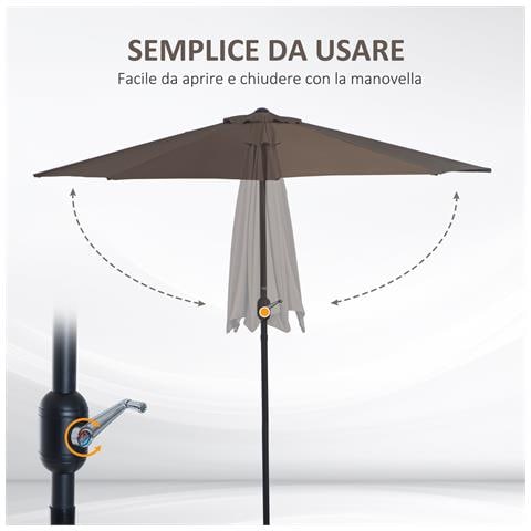 Ombrellone Da Parete Mezzaluna Salvaspazio Con Apertura A Manovella, Caffè - Foto 6