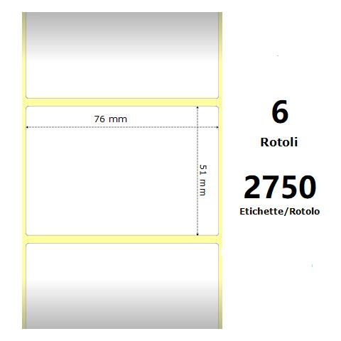 White 76x51mm, 2750 Et /rotolo Z-2000d 3x2x3 Core, 6 Rolls - Foto 1