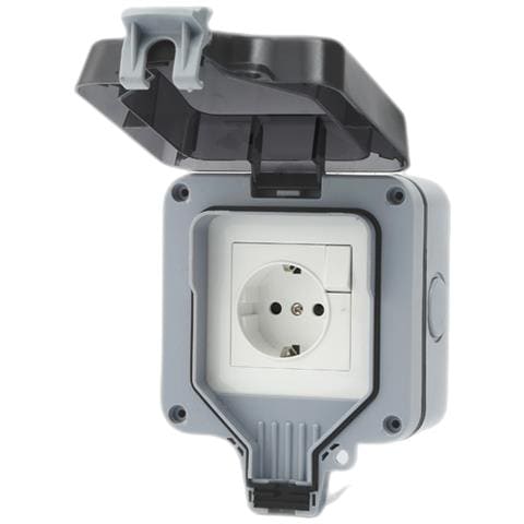 Presa Da Muro Per Esterno (ip66) Con Interruttore E Spia Luminosa Grey - Foto 1
