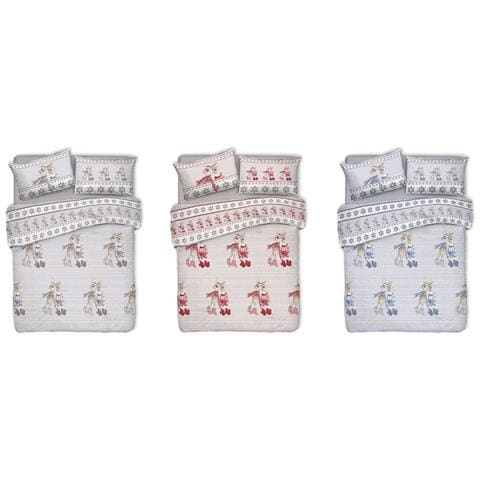 Copripiumino Sacco Piumone Cotone Flanella Pensieri Delicati Disegno Renna Singolo Grigio - Foto 2