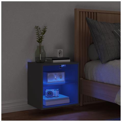 Comodino Con Luci Led A Parete Nero - Foto 3