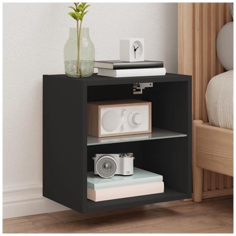 Comodino Con Luci Led A Parete Nero - Foto 1