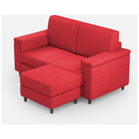 Divano Marrak 2 Posti (due Sedute Da 60cm) + Pouf Misure Esterne L. 148 P. 155 Colore Rosso - Foto 1