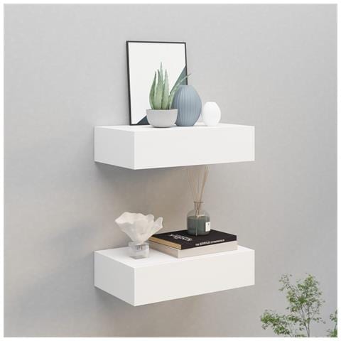 Scaffali Con Cassetti Da Parete 2 Pz Bianchi 40x23,5x10 Cm Mdf - Foto 8