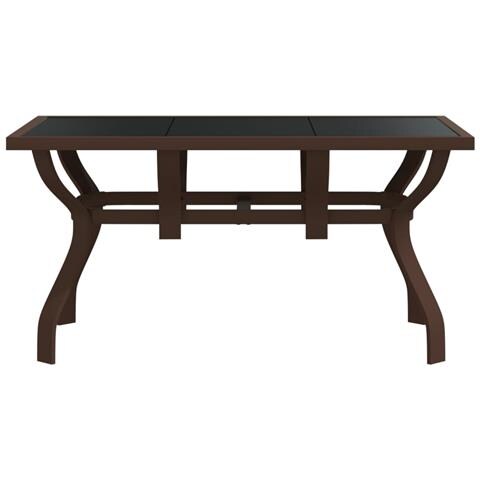 Lusso Casadino -  Tavolo Da Giardino Marrone E Nero 140x70x70 Cm Acciaio E Vetro - Foto 2