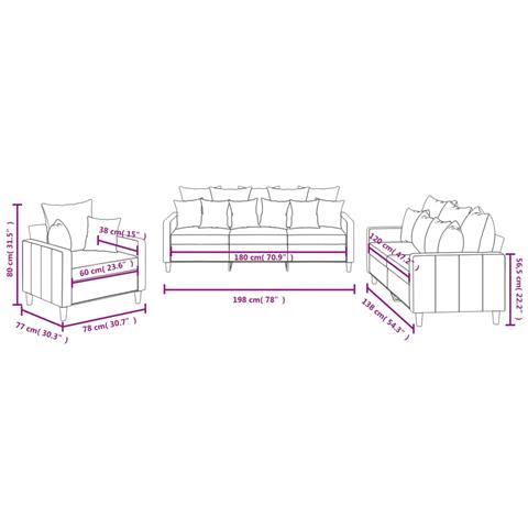 Set di Divani 3 pz con Cuscini Grigio Scuro in Velluto - Foto 8