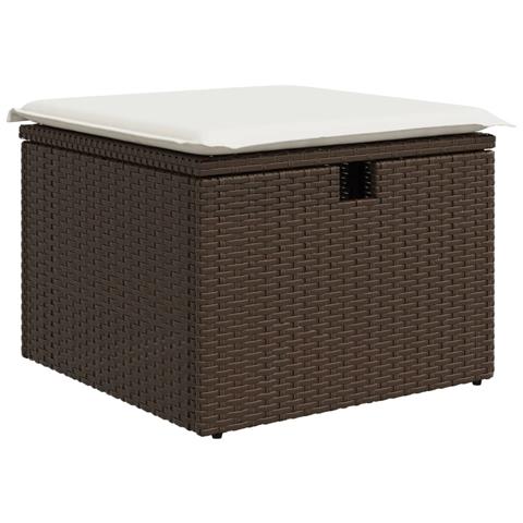 Sgabello Giardino con Cuscino Marrone 55x55x37 cm in Polyrattan - Foto 1