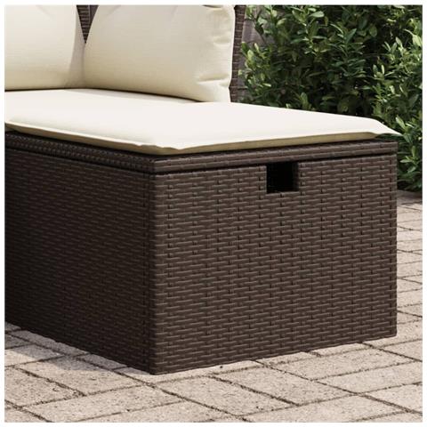 Sgabello Giardino con Cuscino Marrone 55x55x37 cm in Polyrattan - Foto 2