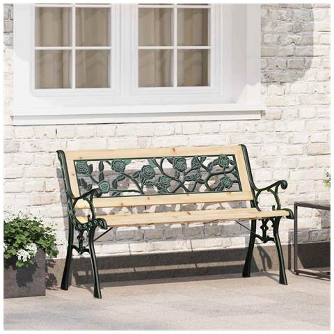 panchina da giardino  con schienale a motivi di rose 116 cm in legno - Foto 2